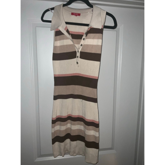Guess Striped Sweater Dress XL Beige - Picture 1 of 9